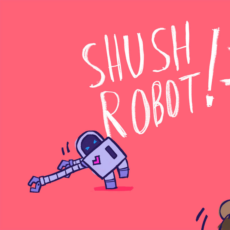 Shush Robot! — spread 5 of 11 — left page